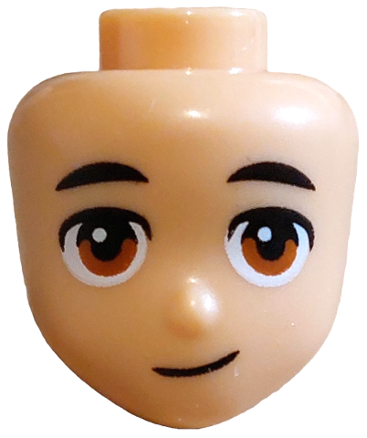 Mini Doll, Head Friends with Black Eyebrows, Dark Orange Eyes, Lopsided Grin Pattern