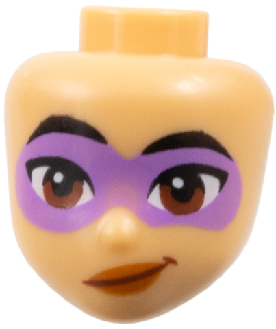 Mini Doll, Head Friends with Black Eyebrows, Medium Lavender Domino Mask, Reddish Brown Eyes, Dark Orange Lips Pattern
