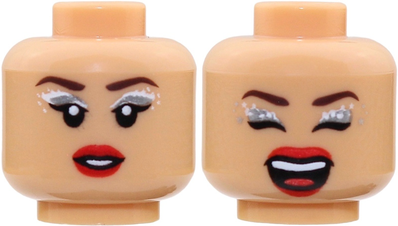 Medium tan dual-sided female head, neutral and singing