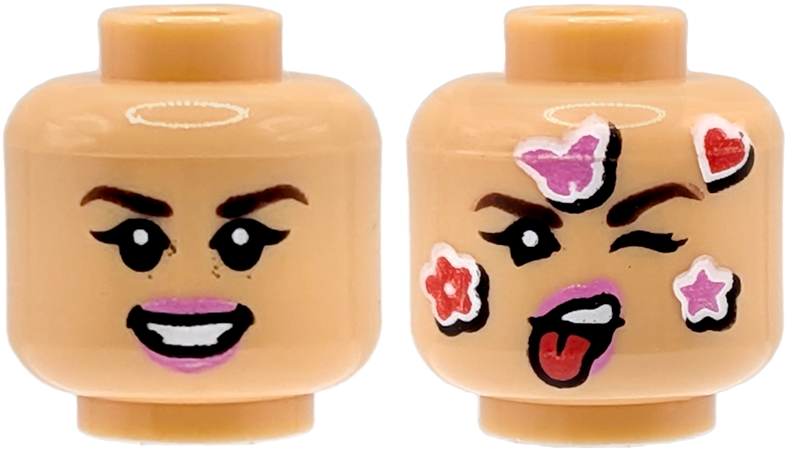 Medium tan dual-sided female head with stickers