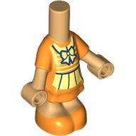 Micro Doll, Body with Molded Orange Short Layered Dress and Shoes and Printed Bright Light Yellow Collar with Bow, Horizontal Stripes, and Skirt Pattern