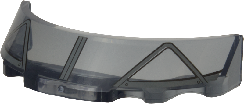 Windscreen 3 x 6 x 1 Curved with Dark Bluish Gray Window Frame Outline Pattern