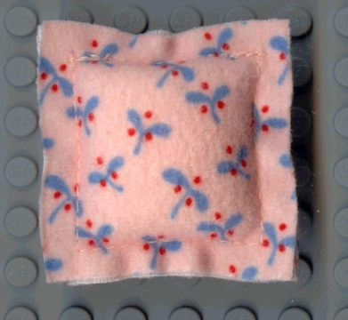 Scala Cloth Pillow Small with Blue Leaves and Red Berries Pattern