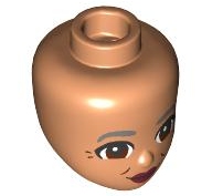 Mini Doll, Head Friends with Dark Bluish Gray Eyebrows, Reddish Brown Eyes, Dark Red Lips, Closed Mouth Grin, Dimples Pattern