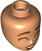 Mini Doll, Head Friends with Reddish Brown Eyebrows, Black Closed Eyes, Open Mouth with Teeth and Dark Orange Tongue Pattern