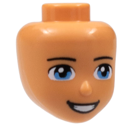 Mini Doll, Head Friends with Black Thin Eyebrows, Medium Blue Eyes, and Open Mouth Smile with Teeth Pattern