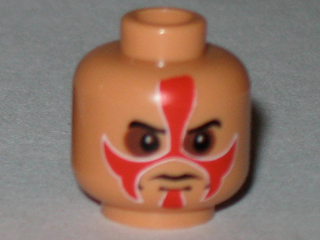 Minifigure, Head Face Paint with Red Paint and Sunken Eyes Pattern