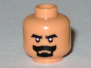 Minifigure, Head Beard Black Van Dyke with Thick Black Moustache and Eyebrows Pattern