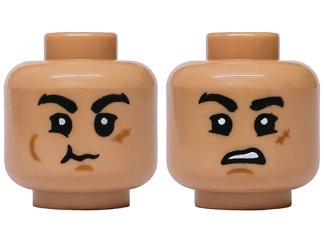 Nougat dual-sided head with scar and chin dimple