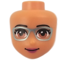 Mini Doll, Head Friends with Medium Nougat Eyes, Metallic Light Blue Glasses, Magenta Lips, and Closed Mouth Pattern