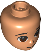 Mini Doll, Head Friends with Black Thin Eyebrows, Reddish Brown Eyes, and Grin Pattern