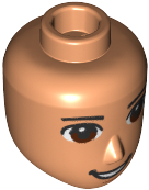 Mini Doll, Head Friends Male Large with Reddish Brown Eyes, Black Eyebrows, Chin Dimple and Open Mouth Smile Pattern