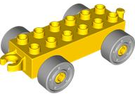 Duplo Car Base 2 x 6 with Open Hitch End and Light Bluish Gray Wheels with Fake Bolts
