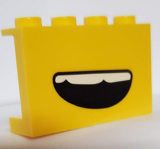 Panel 1 x 4 x 2 with Side Supports - Hollow Studs with Open Mouth Smile with Top Teeth Pattern