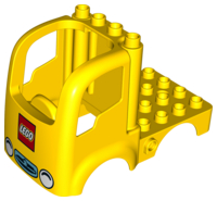 Duplo Car Body Truck 4 x 4 Flatbed with 4 Top Studs with Headlights and LEGO Logo Pattern