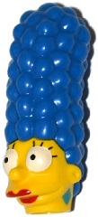 Minifigure, Head, Modified Simpsons Marge Simpson with Red Lipstick and Dark Turquoise Earrings Pattern