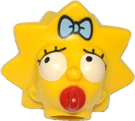 Minifigure, Head, Modified Simpsons Maggie Simpson - Worried Look Pattern