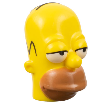 Minifigure, Head, Modified Simpsons Homer Simpson with Medium Nougat Mouth and Eyes Partially Open Pattern