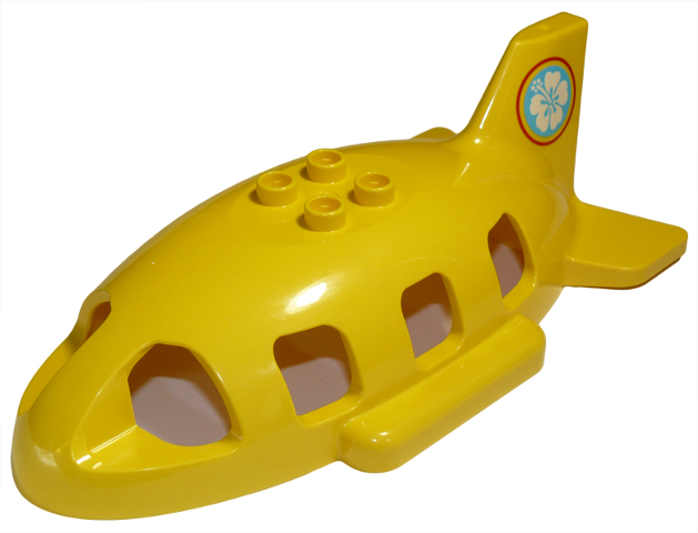 Duplo Airplane Midsize Fuselage Top with Tail with Flower in Red Circle Pattern