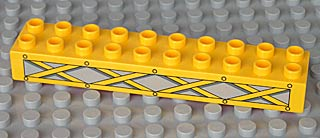 Duplo, Brick 2 x 10 with Yellow Girders on Light Bluish Gray Pattern
