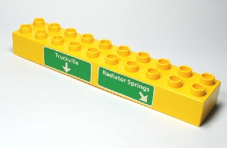 Duplo, Brick 2 x 10 with 'Truckville' and 'Radiator Springs' Pattern