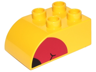 Duplo, Brick 2 x 3 Slope Curved with Red Beak with Black Tip Pattern on Both Sides
