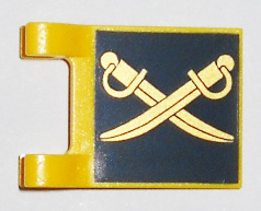 Flag 2 x 2 Square with Gold Crossed Cutlasses on Dark Blue Background Pattern on Both Sides