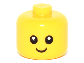 Minifigure, Baby / Toddler Head with Black Eyes, White Pupils, and Smile Pattern