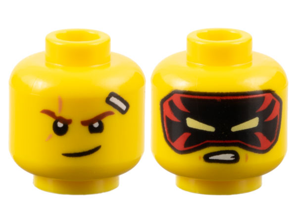 Figurka LEGO Oboustranná hlava s náplastí a červenou maskou zepředu