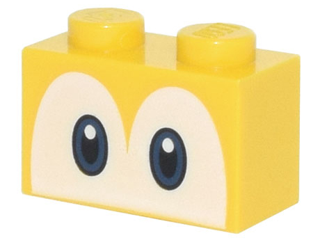 Brick 1 x 2 with Dark Blue and Black Eyes on White Background Pattern (Super Mario Yoshi)