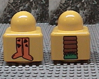 Primo Brick 1 x 1 with Giraffe Legs and Palm Tree Base Pattern on Opposite Sides