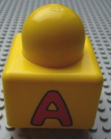 Primo Brick 1 x 1 with Capital Letter A and Horse Head Pattern on Opposite Sides