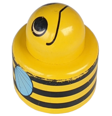 Primo Brick, Round Rattle 1 x 1 with Bumblebee Pattern