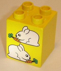 Duplo, Brick 2 x 2 x 2 with Two Rabbits Pattern