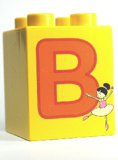 Duplo, Brick 2 x 2 x 2 with Letter B and Ballerina Pattern