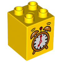 Duplo, Brick 2 x 2 x 2 with Alarm Clock Pattern