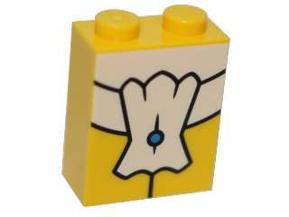 Brick 1 x 2 x 2 with Inside Stud Holder with White Tie Pattern