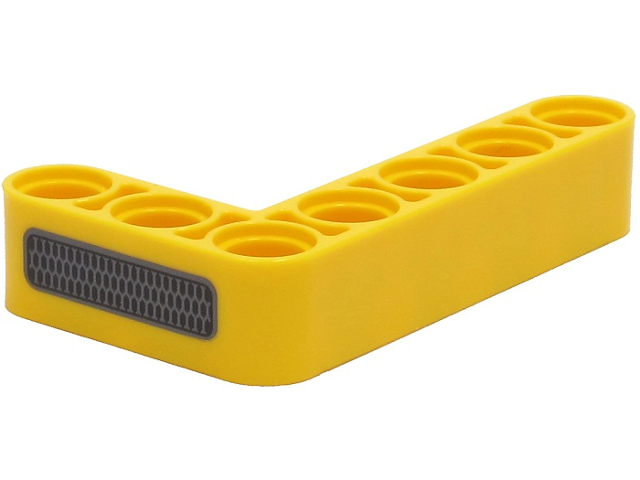 Technic, Liftarm, Modified Bent Thick L-Shape 3 x 5 with Silver and Black Grille Pattern