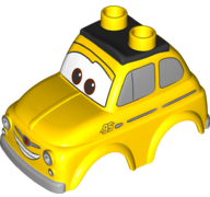 Duplo Car Body 2 Top Studs Compact with Cars Luigi with Silver Side Windows Pattern