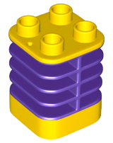 Duplo Brick 2 x 2 x 2 Ribbed - Center Flush with Edge with Molded Flexible Rubber Dark Purple Fins Pattern