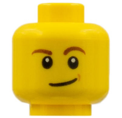 LEGO Minifigure head Brown Eyebrow Stubble Smile Injured Eye Broken Teeth S19ftb 