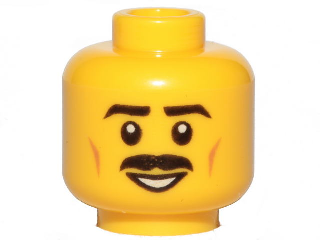 Figurka LEGO Hlava s černým knírem a obočím zepředu