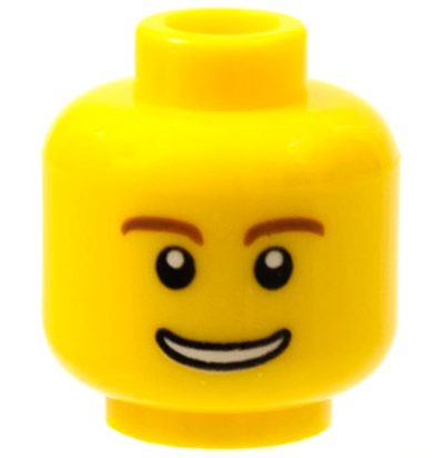 Minifigure, Head Reddish Brown Eyebrows, Thin Grin with