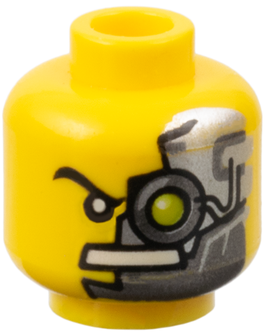 Minifigure, Head Alien with Cyborg Eyepiece, Eyebrow Right Side Pattern