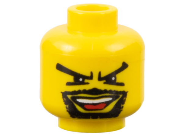 Minifigure, Head Moustache Open Mouth, Goatee, V Brow Eyes Pattern