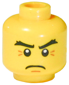 Minifigure, Head Thick Eyebrows, White Pupils and Crow's Feet Pattern