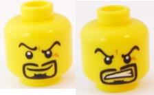 Minifigure, Head Dual Sided Arched Eyebrows and Goatee, Smile / Angry Pattern