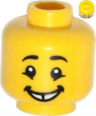 Minifigure, Head Male Black Eyebrows, Cheekbone Lines under Eyes, Gap Tooth Smile Pattern