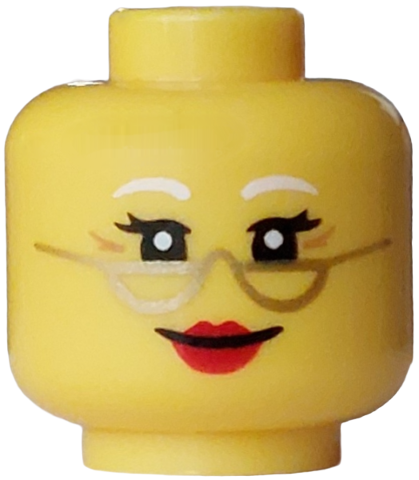 Yellow head with gold glasses and smile