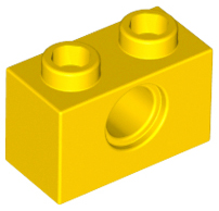 LEGO PART 3700 TECHNIC BRICK 1 X 2 WITH HOLE YELLOW 15 PIECES